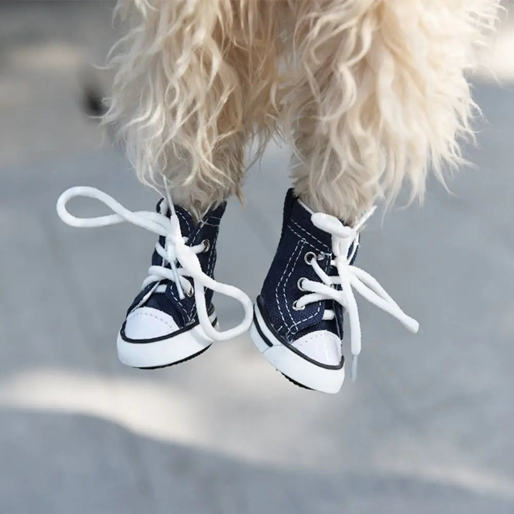 4PCS/Set Anti-skidding Denim Canvas Dog Shoes Pet Shoes Waterproof Shoes Sneakers Breathable Booties