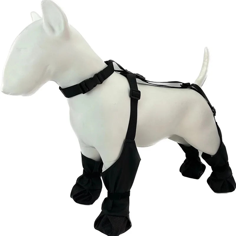 Adjustable Dog Boots Waterproof Dog Shoes Breathable Pet Suspender Boots Anti-Dirty Pet Shoes Polyester Puppy Walking Shoes