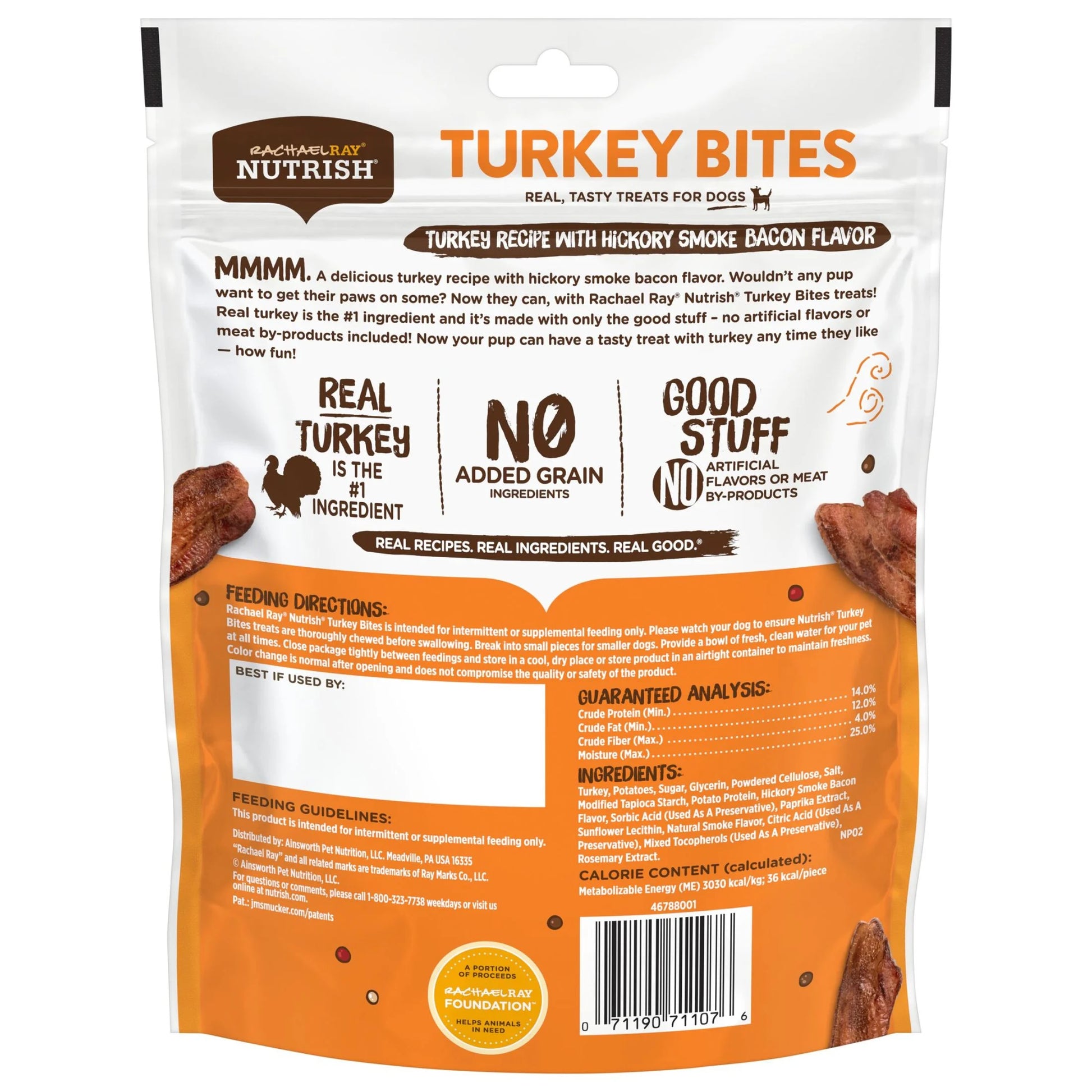 Rachael Ray  Turkey Bites Dry Dog Treats, Turkey & Hickory Smoke Bacon Soft Treats, 5 Oz. Pouch