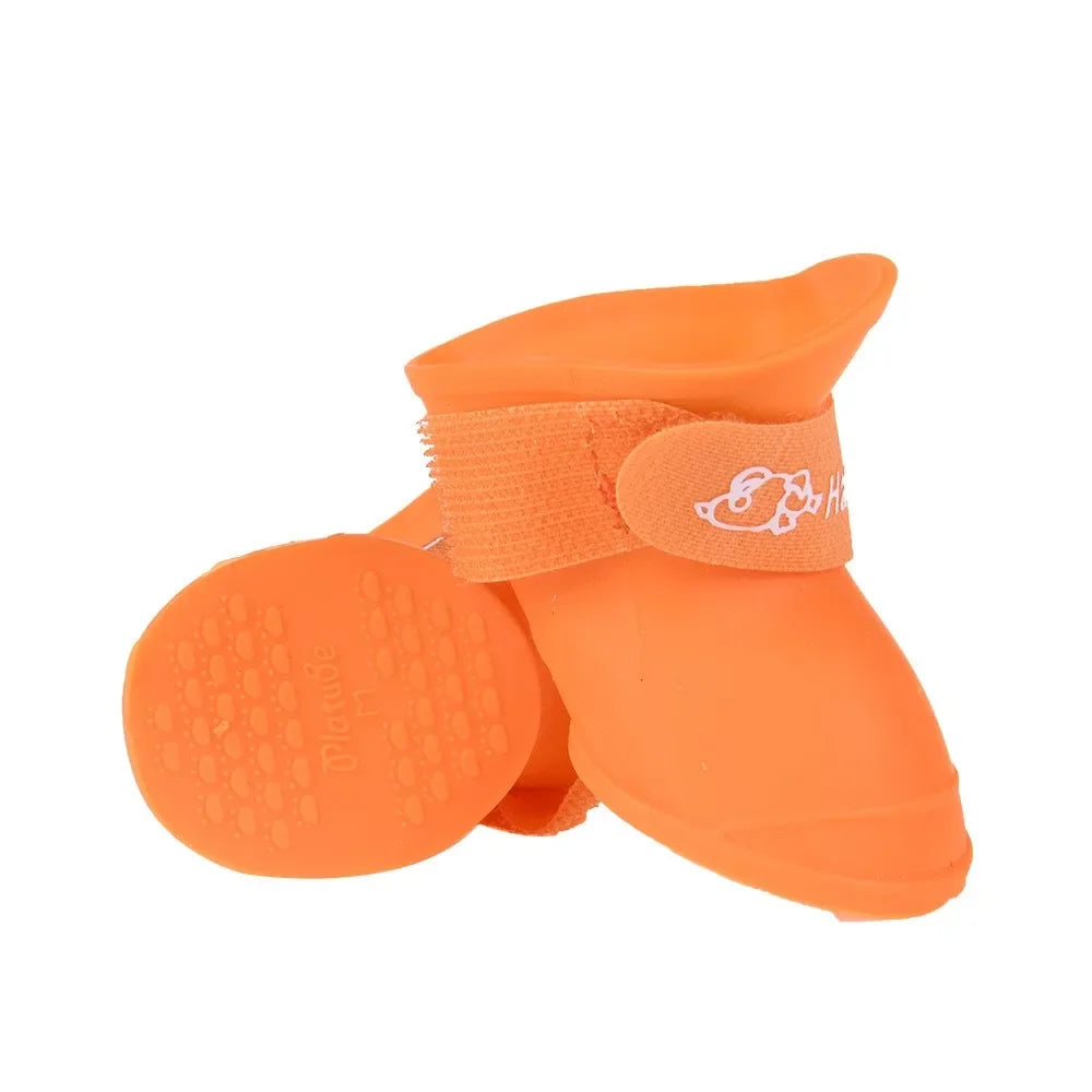 A Group Of Four Multi-Color Pet Rain Shoes Silicone Non-Slip Waterproof Dog Shoes Pet Supplies Dog Foot Cover