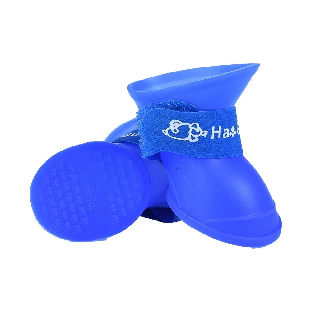 A Group Of Four Multi-Color Pet Rain Shoes Silicone Non-Slip Waterproof Dog Shoes Pet Supplies Dog Foot Cover