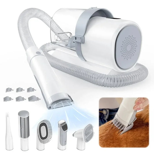 GIANNA Dog Grooming Kit, 2.5L Pet Hair Vacuum, 5-In-1 Electric Clippers Cleaning Set for Dogs, Cats, and Other Animals