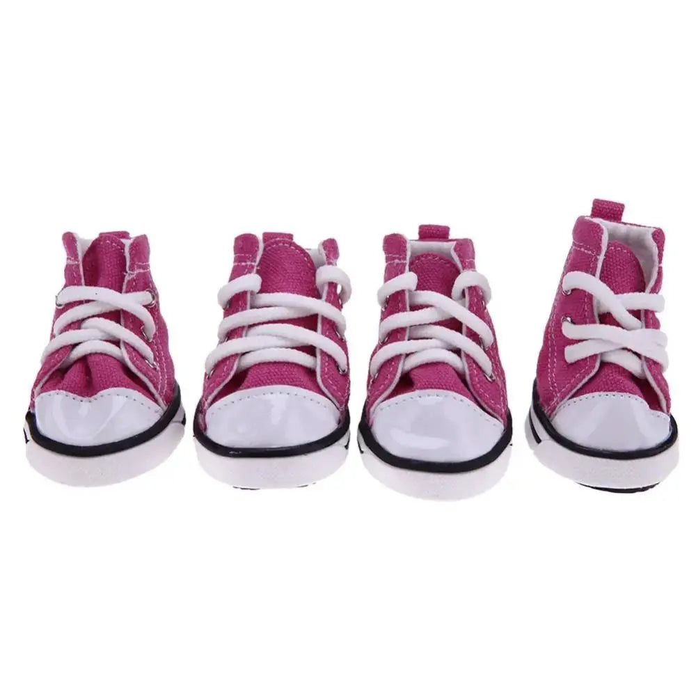 4PCS/Set Anti-skidding Denim Canvas Dog Shoes Pet Shoes Waterproof Shoes Sneakers Breathable Booties