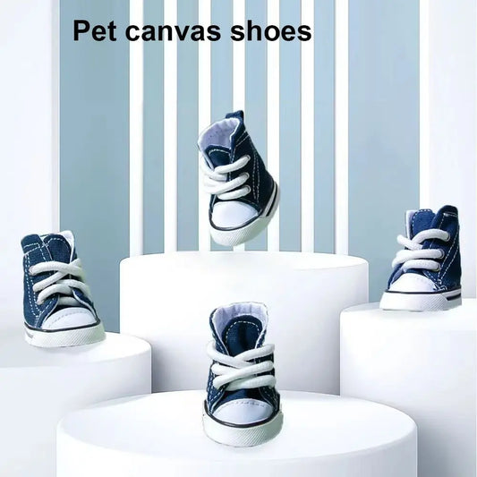 4PCS/Set Anti-skidding Denim Canvas Dog Shoes Pet Shoes Waterproof Shoes Sneakers Breathable Booties
