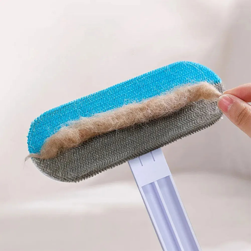 Pet Hair Remover Brush Carpet Bed Hair Cleaning Tool Versatile Window Screen Cleaner Brush with Squeegee Pet Supplies