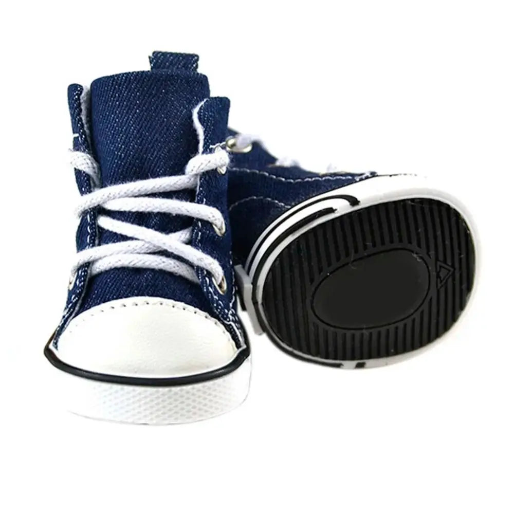 4PCS/Set Anti-skidding Denim Canvas Dog Shoes Pet Shoes Waterproof Shoes Sneakers Breathable Booties
