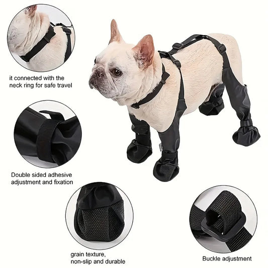 Adjustable Dog Boots Waterproof Dog Shoes Breathable Pet Suspender Boots Anti-Dirty Pet Shoes Polyester Puppy Walking Shoes