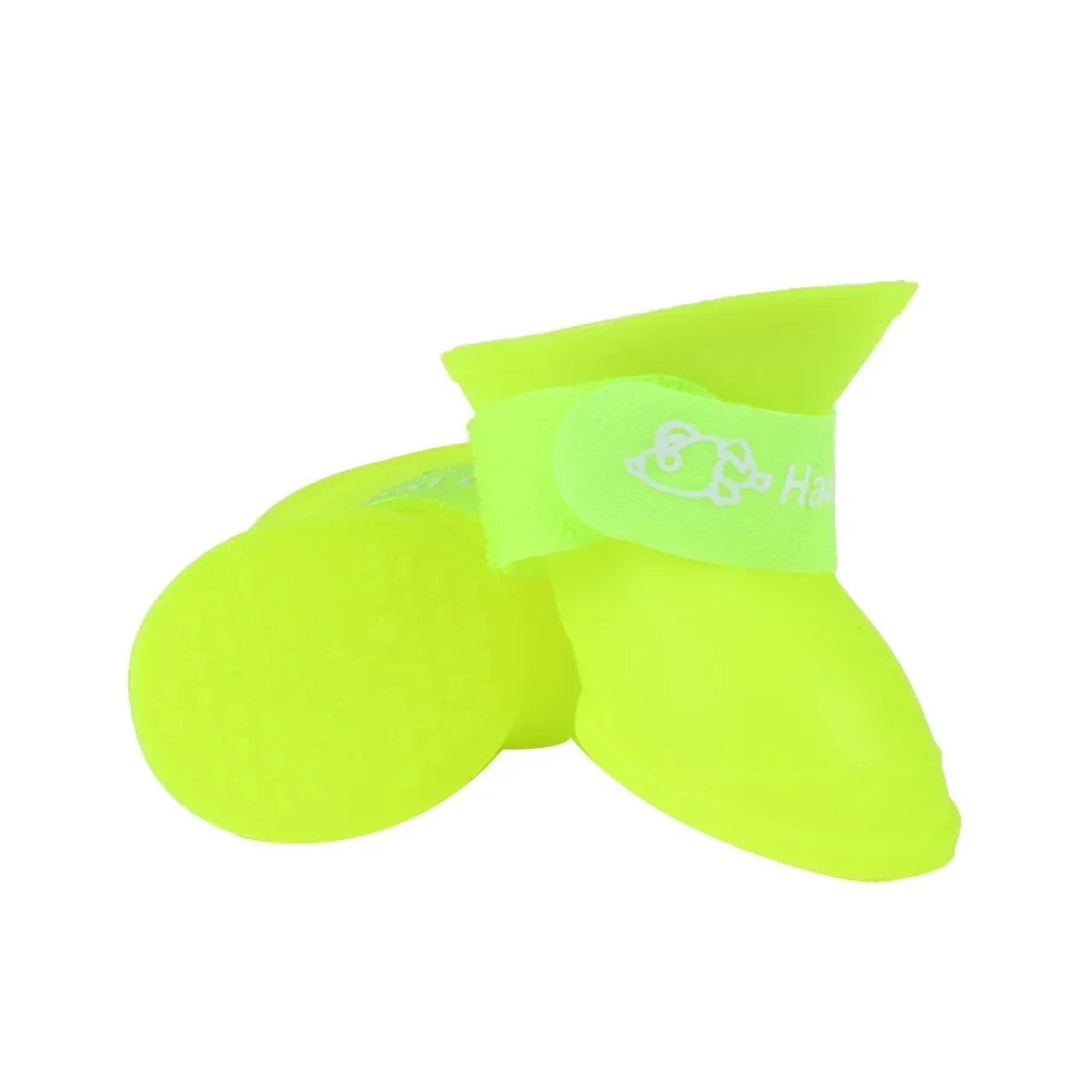 A Group Of Four Multi-Color Pet Rain Shoes Silicone Non-Slip Waterproof Dog Shoes Pet Supplies Dog Foot Cover