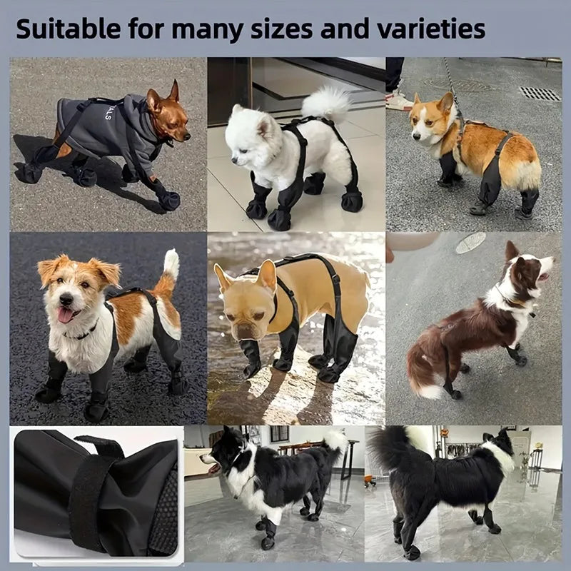 Adjustable Dog Boots Waterproof Dog Shoes Breathable Pet Suspender Boots Anti-Dirty Pet Shoes Polyester Puppy Walking Shoes