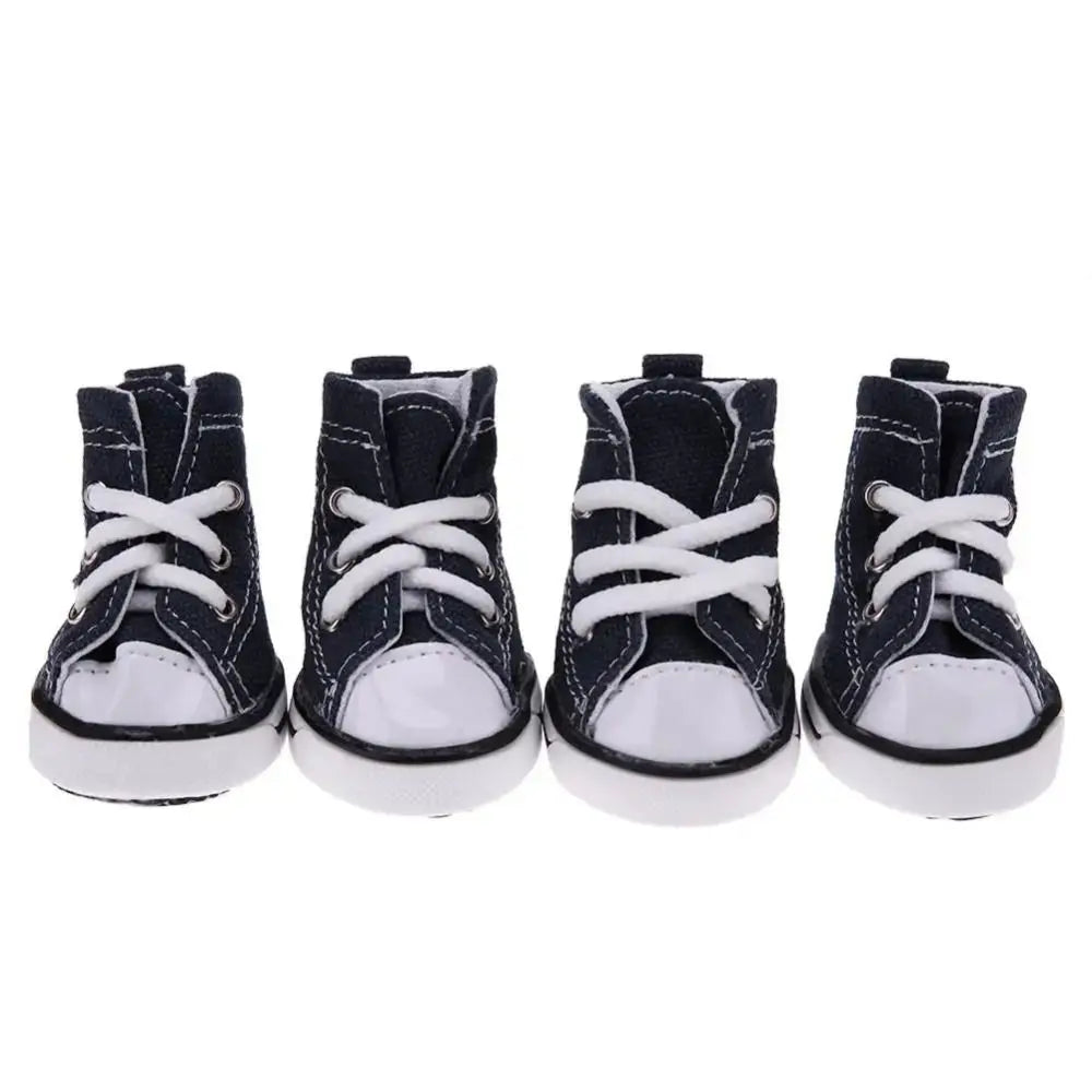4PCS/Set Anti-skidding Denim Canvas Dog Shoes Pet Shoes Waterproof Shoes Sneakers Breathable Booties