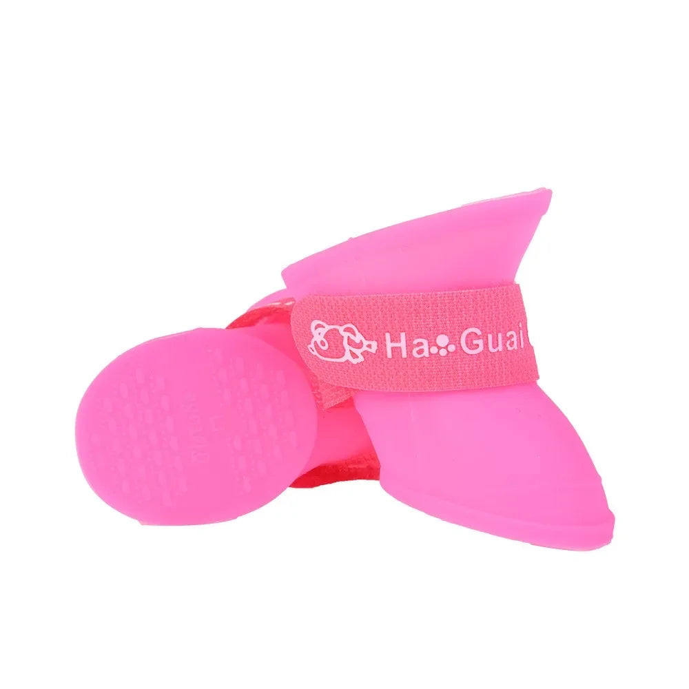 A Group Of Four Multi-Color Pet Rain Shoes Silicone Non-Slip Waterproof Dog Shoes Pet Supplies Dog Foot Cover