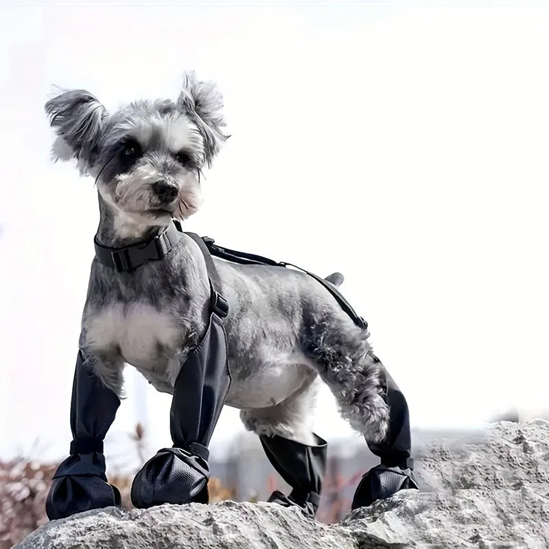 Adjustable Dog Boots Waterproof Dog Shoes Breathable Pet Suspender Boots Anti-Dirty Pet Shoes Polyester Puppy Walking Shoes