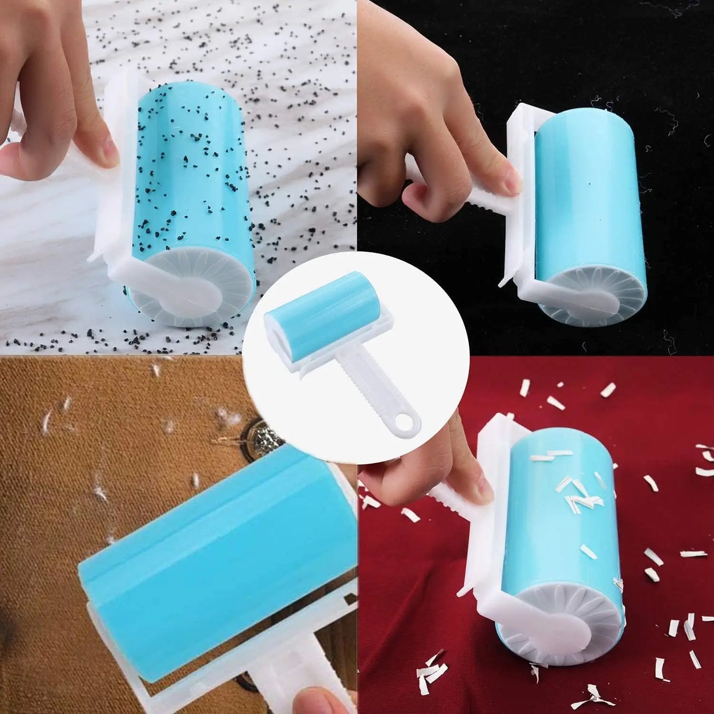 4 Pack Reusable Sticky Picker Set,Washable Lint Roller Portable Pet Hair Remover Cleaner with Cover - Clothes,Pet Hairs,Carseats