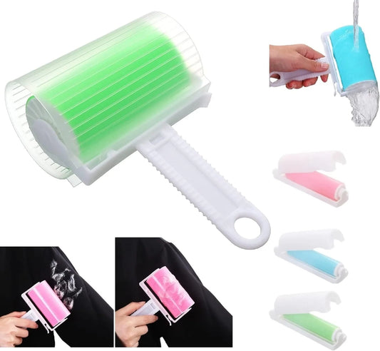 4 Pack Reusable Sticky Picker Set,Washable Lint Roller Portable Pet Hair Remover Cleaner with Cover - Clothes,Pet Hairs,Carseats