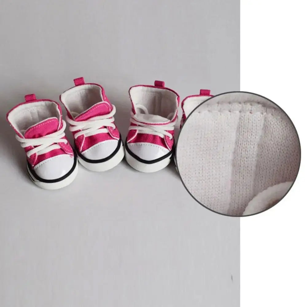4PCS/Set Anti-skidding Denim Canvas Dog Shoes Pet Shoes Waterproof Shoes Sneakers Breathable Booties