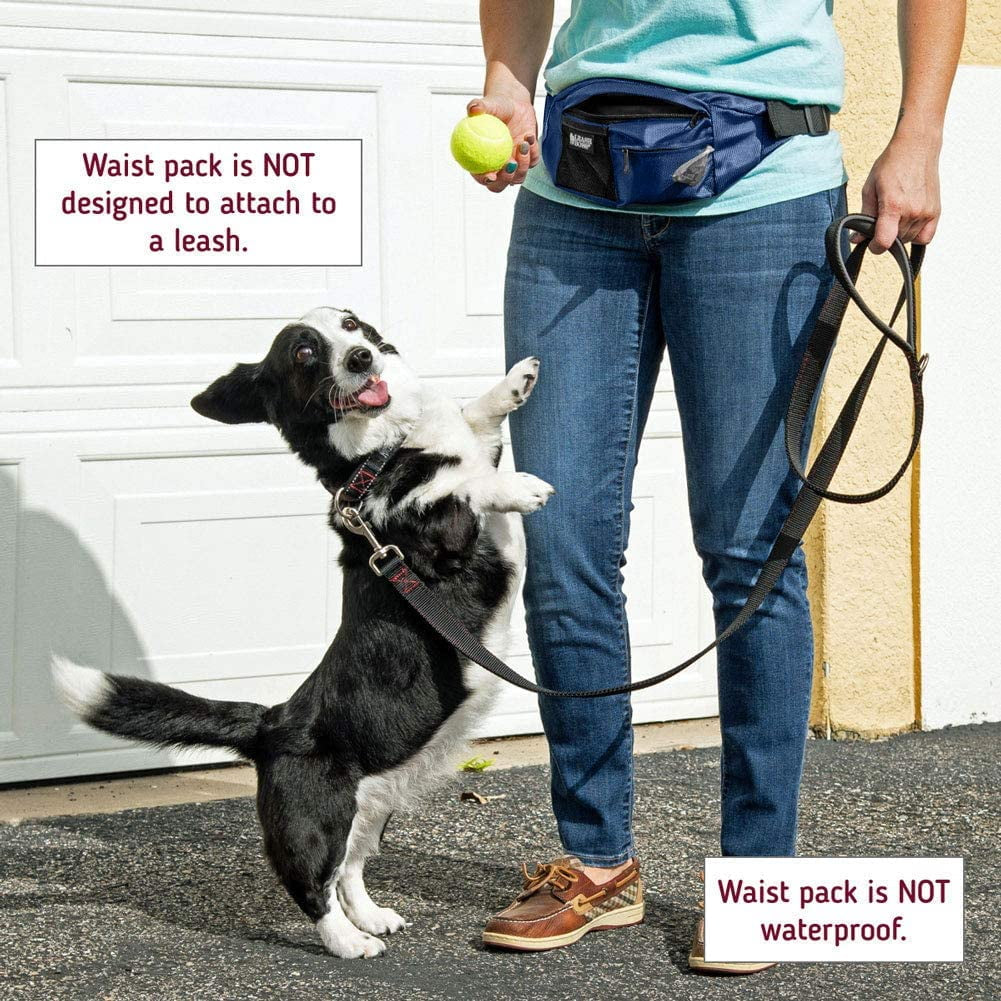 | Packup Pouch | Dog Treat Training Pouch with Waste Bag Dispenser | Adjustable Waist Belt Fanny Pack Design | Navy Blue